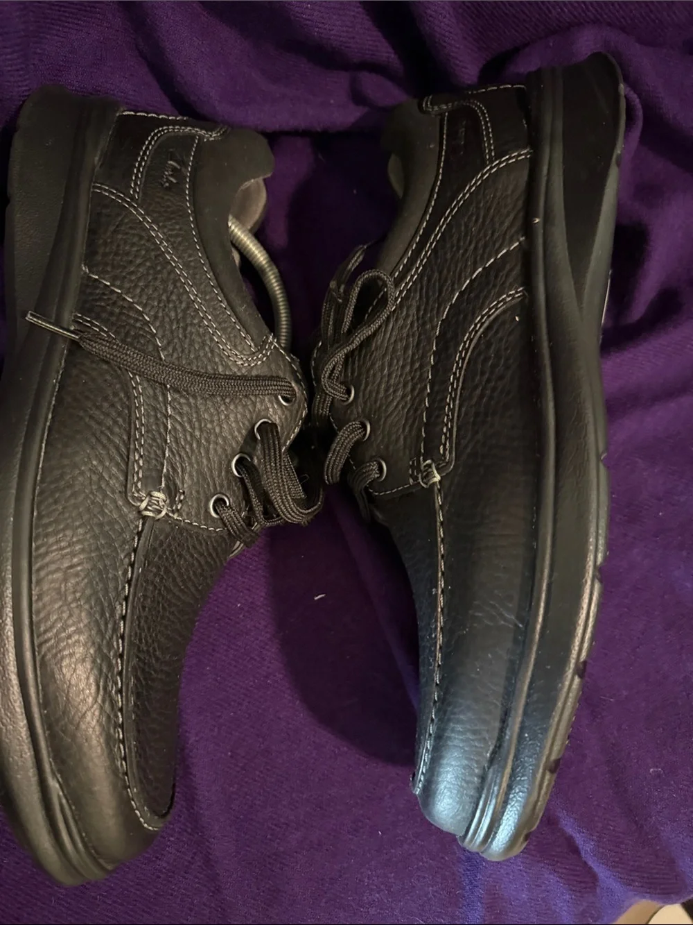 JM Collection Black Leather Lace-Up Boat Shoes